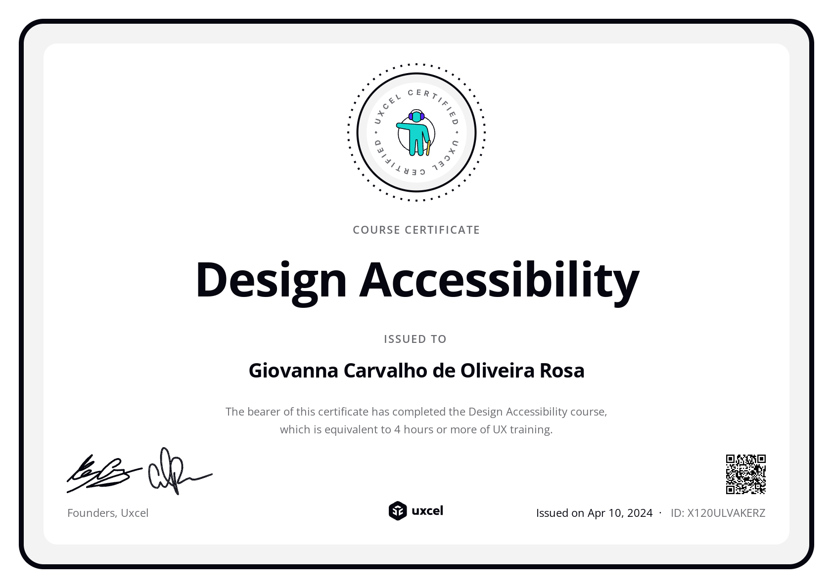 Giovanna Carvalho de Oliveira Rosa's certificate